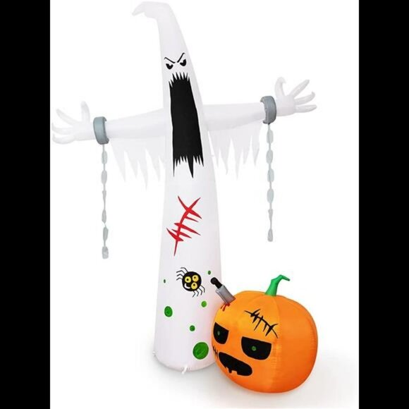 2 FT Halloween Inflatables Outdoor Decoration Ghost, Blow...